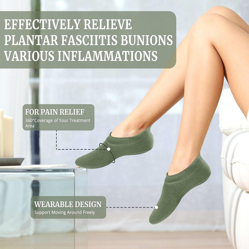 Pedobi Castor Oil Pack Wrap for Feet, Castor Oil Pack Wrap Organic Cotton for Women，Castor Oil Pack Kit for Feet Arthritis and Feet Tingling feet Cracking, Moisturizing Feet Green(Oil Not Include) - Image 5